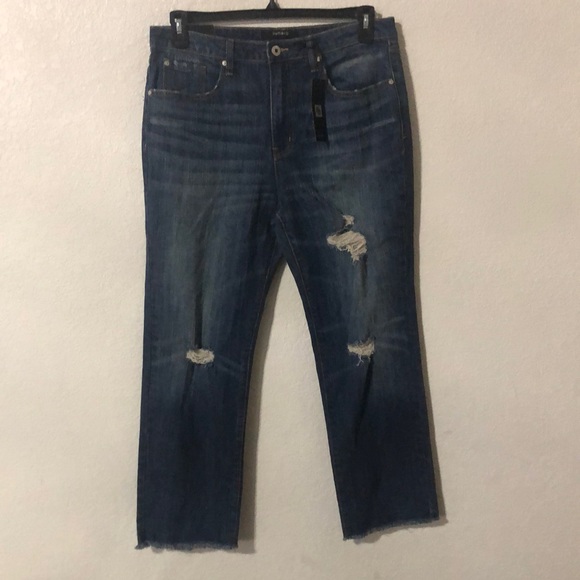 Numero Distressed Cropped Mid-Rise Jeans - Picture 1 of 9